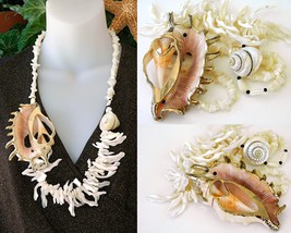 Seashell Necklace Frangia Sliced Lambis Shell Chunky Cream 24k Gold - $89.95