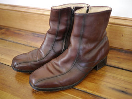 Vtg 70s Nunn Bush Leather Mod Monk Zip Up Ankle Boots Usa Union 8.5 Eee 42 - £64.13 GBP