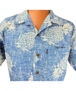 PalmWave Hawaii Hawaiian Aloha L Shirt Pineapples Coconut Buttons Blue T... - $939.71 MXN