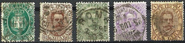 ITALY 1889 Very Old Good Used Hinged Stamps Scott # 52-56 Retail 104.25 $ - £61.34 GBP