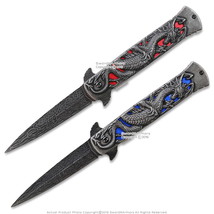 8.5” Spring Assisted Flipper Folding Pocket Knife Dragon Handle Needle Point - $14.98