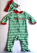 Carter&#39;s Footed Christmas Sleeper Size NB 2 Piece Elf Santas Helper Matc... - $15.47