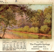 1913 Peoples Savings Loan Wooster Ohio OH Silver Stream Art Calendar Postcard - £27.83 GBP