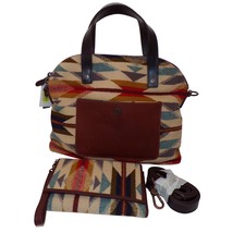 NWT Pendleton Wyeth Trail Dome Bag &amp; Zip Wallet Aztec Leather, Wool Reta... - $197.95