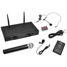 Pyle Wireless Microphone System with Transmitter, Handheld and Headset Mics - $101.99