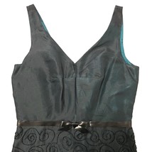 NEW Laundry by Shelli Segal Sleeveless Beaded Silk Dress Spirals Bow Teal Size 8 - £67.06 GBP