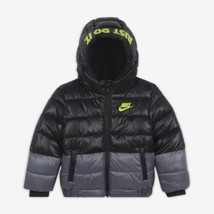 NWT Nike Toddler Full Zip Hooded Puffer Jacket Black Size 12M - £34.03 GBP