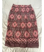 Vintage Rena Rowan Women’s Lightweight Lined Red Patterned Wrap Skirt Si... - $32.66 CAD