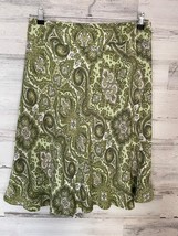 Ann Taylor Cottage Skirt Size  10 Green Silk Paisley Ruffle Front Lined Side Zip - £13.51 GBP