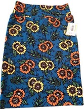 NWT LuLaRoe Medium Blue Yellow Peach Green Black Floral Cassie Pencil Skirt - $21.77