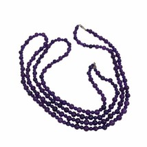 Lot of 2 Artisan Necklace handmade purple Glass beads boho layering 925 clasp - £14.18 GBP
