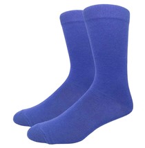 Solid Color Crew Cotton Dress Socks - Royal Blue - £4.49 GBP