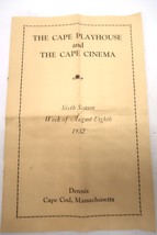Vtg 1932 Cape Cod Playhouse Cinema Program 6th Season August Ephemera De... - $49.99