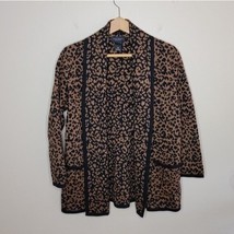 Investments | Petite Leopard Print Open Cardigan Sweater womens PS small - £18.98 GBP