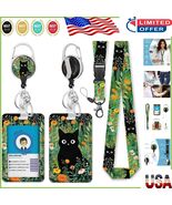 Whimsical Black Cat Flower Lanyard with Waterproof Badge Holder - Everyd... - $315.55 MXN