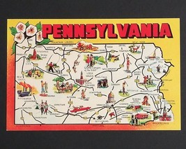 Penn PA State Map Large Letter Greetings Dexter Press c1960s UNP Postcard  - £3.93 GBP