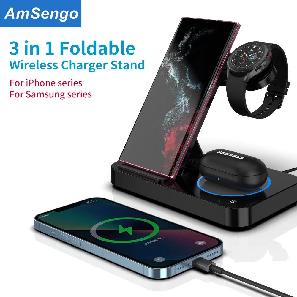 House Home 4 in 1 Wireless Charging Station For A 13Pro Max For A S22 FolAle 15W - £20.84 GBP