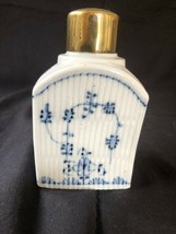 Antique 19thC German Porcelain Blue Onion Tea Caddy Jar Teedose.  Silver lid  - £78.95 GBP