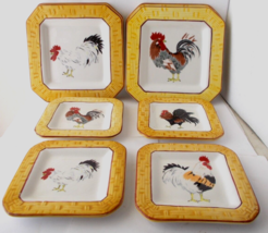 9 Piece Set FRENCH COUNTRY Rooster 8&quot; Dessert &amp; 6&quot; Canape Plates 7&quot; Butt... - £57.98 GBP