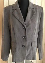First Option Petite Grey 3 Button Blazer Career Jacket Women’s 10P Petite - £15.63 GBP