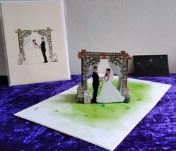 Bride and Groom under Wedding Arc 3D Kirigami Pop-up Greeting Card - £8.39 GBP