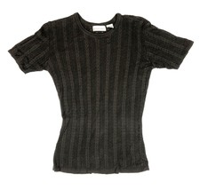 Dana Buchman Womens S Chocolate Brown Short Sleeve Cable Knit Shirt - Ra... - £7.95 GBP