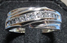 14K White Gold 11 Diamond Channel Set Wedding Band Sz 9.5 Anniversary Ring .55CT - £317.56 GBP