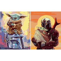 2 Pack Diy Paint By Number Kits On Canvas For Adults, Alien Mandalorian Child Ac - £23.51 GBP