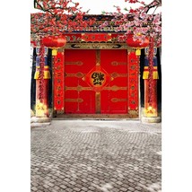 Chinese Style Backdrop 8X10Ft Vinyl Photography Background Red Gate Anci... - £55.98 GBP
