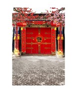 Chinese Style Backdrop 8X10Ft Vinyl Photography Background Red Gate Anci... - £56.20 GBP