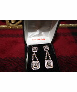 DIAMOND ESSENCE 14K YG EARRINGS SIMULATED Princess Cut DIAMONDS 2&quot;Long P... - $1,000.00