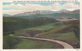High Country Big Horn Mountains Wyoming Linen Postcard Unposted - £7.76 GBP