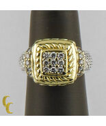 Judith Ripka 18k Yellow Gold &amp; Sterling Silver Diamond Plaque Ring Sz 5.75 - $32,244.39 MXN