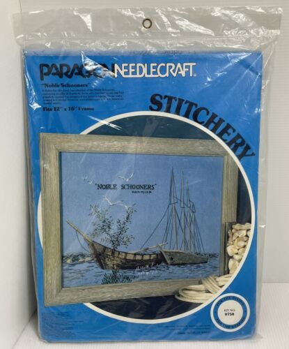 Vintage Paragon Needlecraft Masterpiece Stitchery Kit Noble Schooners Boats 1977 - $37.39