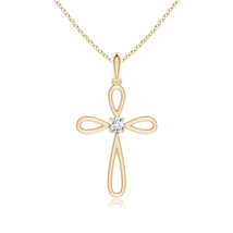 ANGARA Lab-Grown 0.07Ct Solitaire Diamond Bow Cross Pendant Necklace in 14K Gold - £352.01 GBP