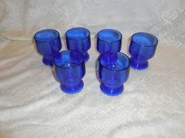 6 Vintage Cobalt Blue 8 oz Tumbler Glasses - $29.65