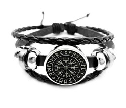 Vegvisir Armband Rune Compass Cuff Hämatit Protection Beads Sons Ragnar Viking - £4.01 GBP
