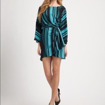 NWT Elizabeth &amp; James Chroma Jazzlyn in Aqua Stripe Open Back Silk Dress 2 $425 - $14.00