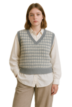 Vintage 80s 90s L.L. Bean Shetland Wool Sweater Vest Gray Ivory Houndsto... - $94.00