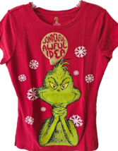The Grinch Womens T Shirt Size S ( 4 - 6 ) Red 100% Cotton Short Sleeve So Cute! - £8.73 GBP