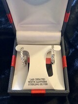 Sterling Silver White Sapphire Hoop Earrings - $1,130.79 MXN