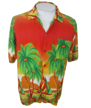 Men Hawaiian camp shirt p2p 22&quot; S-M aloha luau tropical colorful vintage rayon - £19.49 GBP