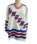 Vintage White NY Rangers CCM Maska COSBY NHL Hockey Jersey Size 46 Fight... - €105,48 EUR