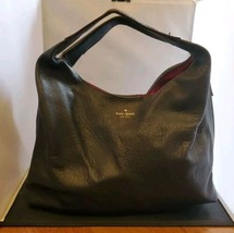 Kate Spade Women&#39;s Black Pebbled Leather Expandable Shoulder Bag Purse Pink Lini - £58.40 GBP