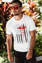 Men&#39;s Retro Patriot USA Flag Red Premium Soft Ringspun Tee EMT Nurse Vin... - $14.99+