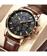 Men Watch Leather Quartz Watches Men's Sport Waterproof Top Brand Luxury... - $55.99