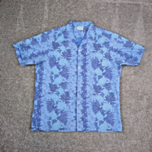 Jade Fashions Shirt Men L Blue Reverse Print Sea Turtle Ocean Sea Batik Hawaiian - £22.01 GBP