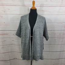 Tahari Gray &amp; White Short Sleeve Knit Open Cardigan Size Large NWT - £21.74 GBP