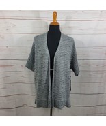 Tahari Gray &amp; White Short Sleeve Knit Open Cardigan Size Large NWT - £21.77 GBP