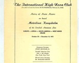 International High Noon Club Meeting of Master Masons 1972 Motorliner Ku... - £42.78 GBP
